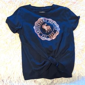 Abercrombie & Fitch Navy Short Sleeve Tee with Pink Logo